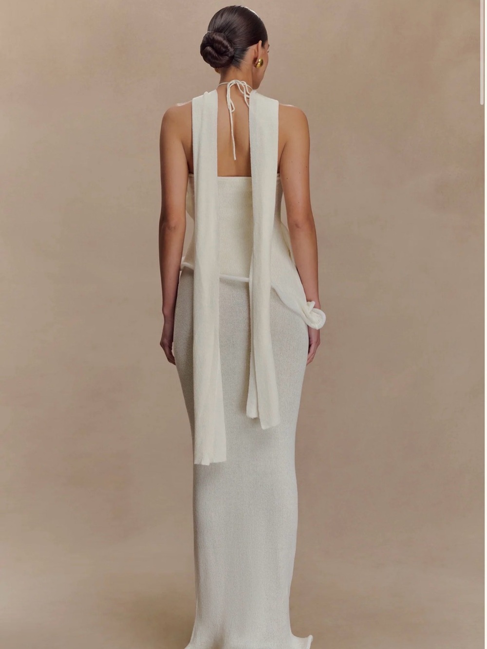Meshki Ivory Halter Ruffle Maxi Dress - Picture 7 of 14